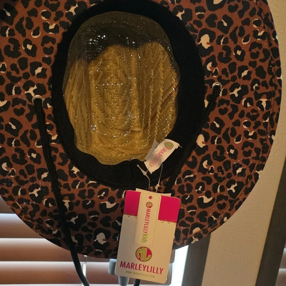 Leopard Print Kids Straw Hat